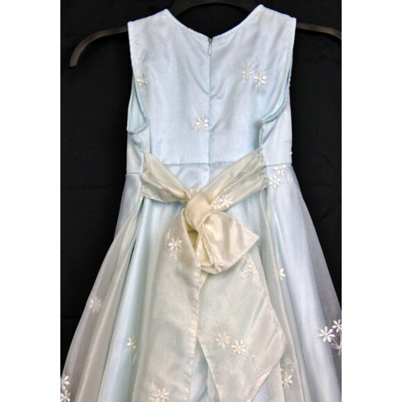 Green Dog Dress sz 8 Blue Wedding Flower Bow Shimmer Sheer Daisy Special Occasio - Picture 7 of 12